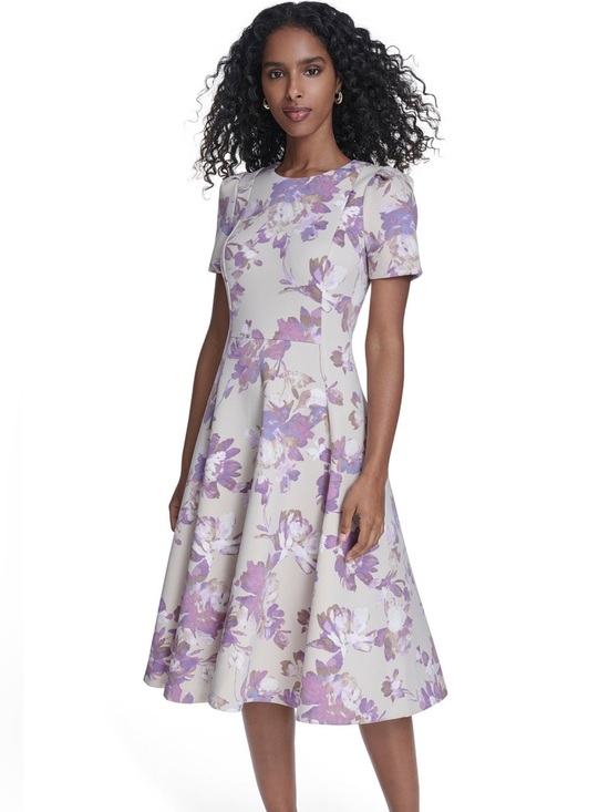 Calvin Klein Dresses & Skirts - Calvin Klein Lavender Floral Midi Dress in Cream